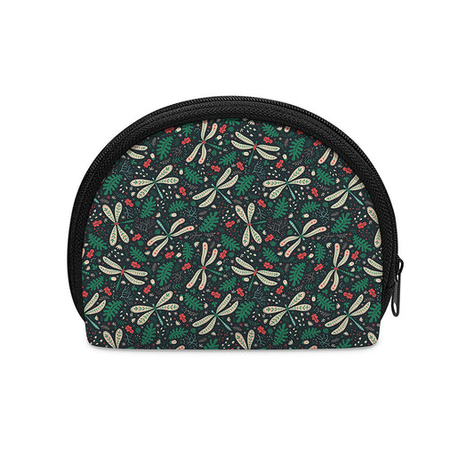 Christmas Floral Dragonfly Pattern Print Coin Purse