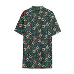 Christmas Floral Dragonfly Pattern Print Cotton Hawaiian Shirt