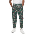 Christmas Floral Dragonfly Pattern Print Cotton Sweatpants