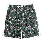 Christmas Floral Dragonfly Pattern Print Cotton Shorts