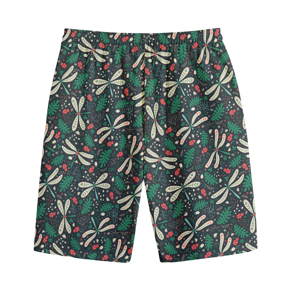 Christmas Floral Dragonfly Pattern Print Cotton Shorts