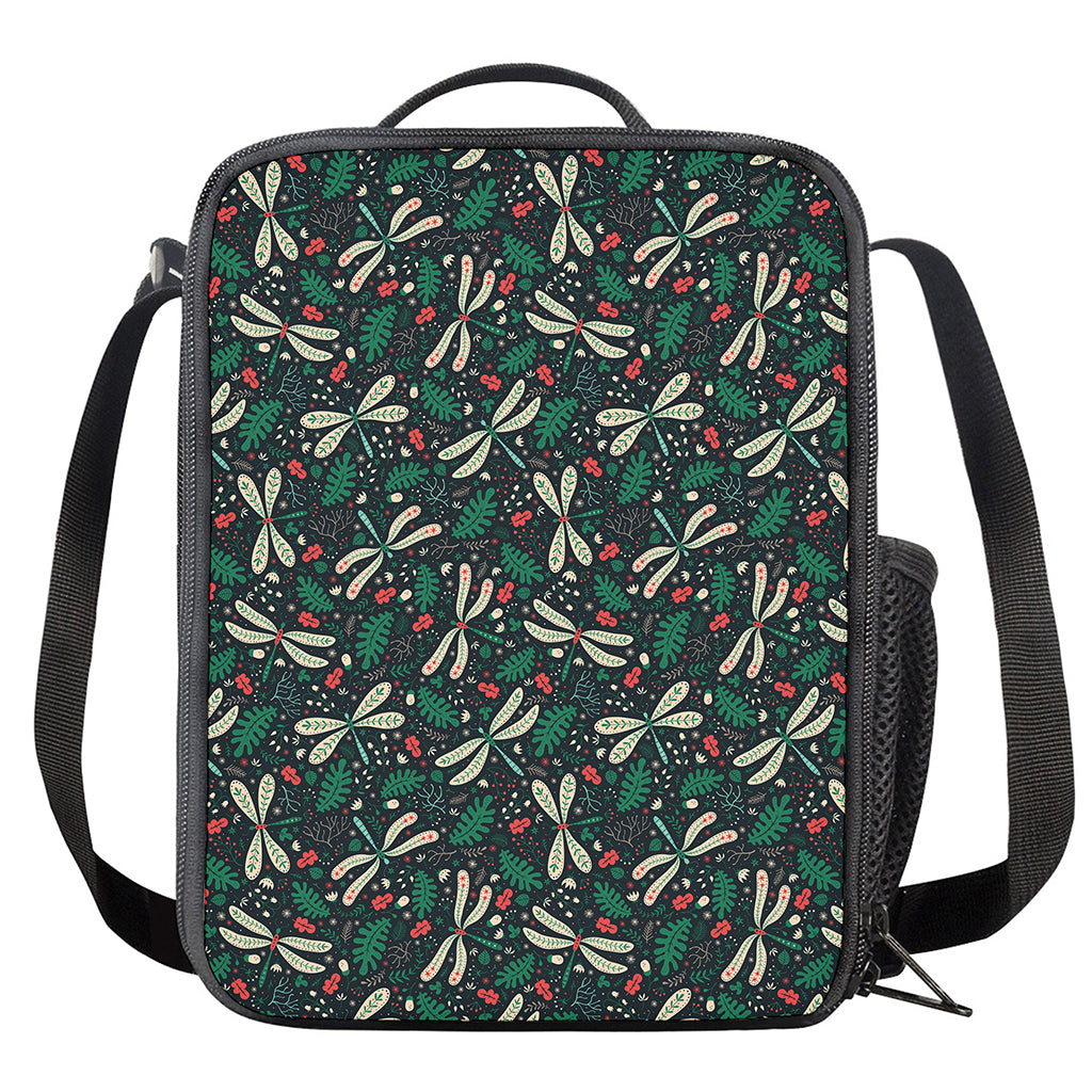 Christmas Floral Dragonfly Pattern Print Crossbody Lunch Bag