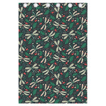 Christmas Floral Dragonfly Pattern Print Curtain