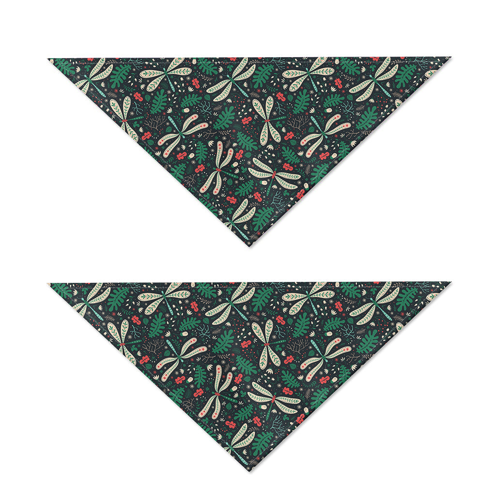 Christmas Floral Dragonfly Pattern Print Dog Bandana