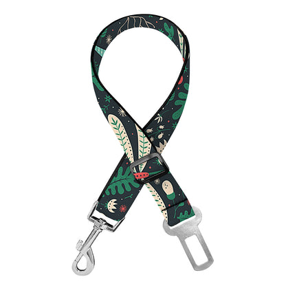 Christmas Floral Dragonfly Pattern Print Dog Seat Belt