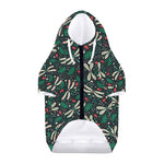 Christmas Floral Dragonfly Pattern Print Dog Zip Up Hoodie