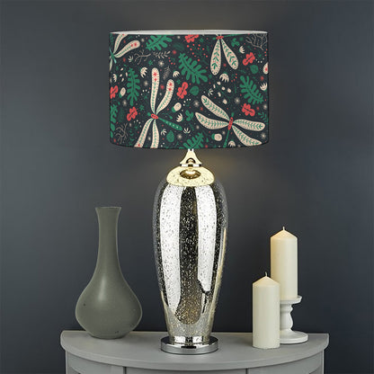 Christmas Floral Dragonfly Pattern Print Drum Lamp Shade