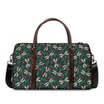Christmas Floral Dragonfly Pattern Print Duffle Bag