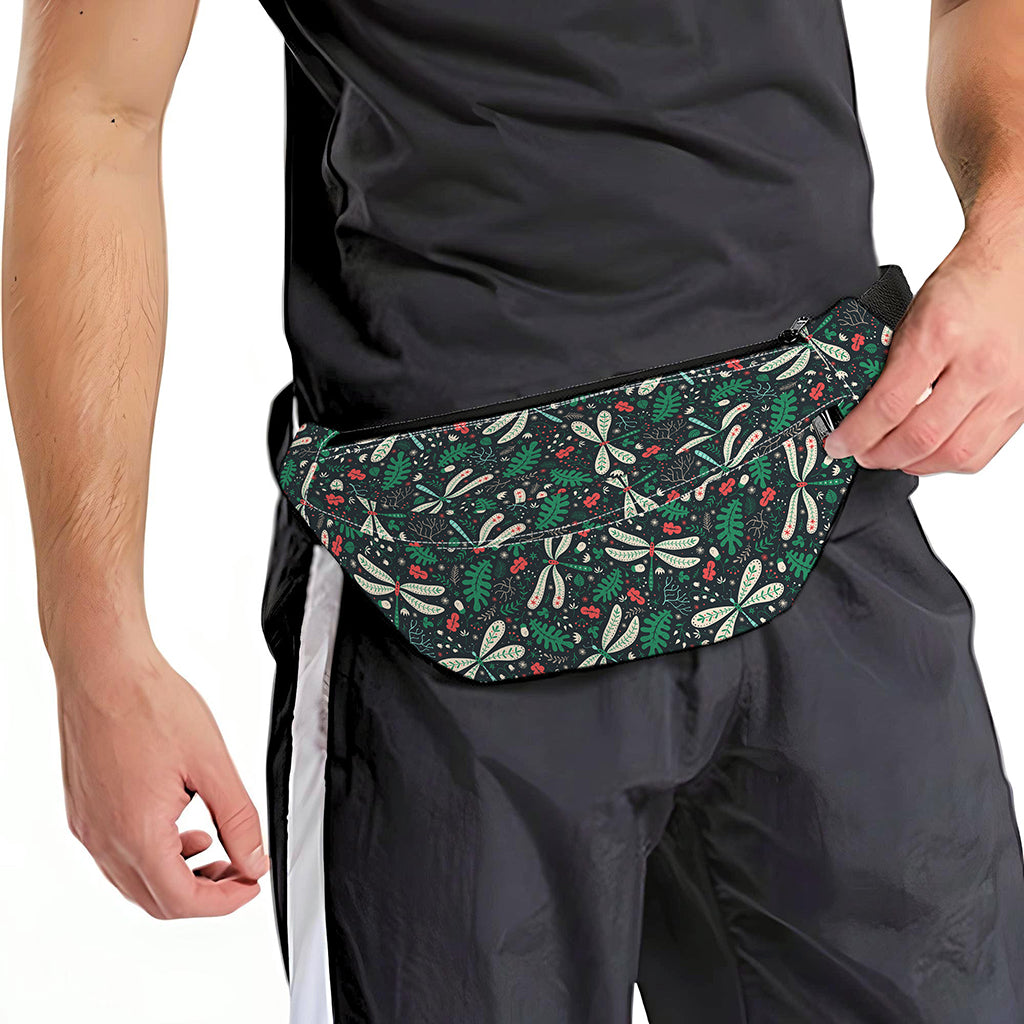 Christmas Floral Dragonfly Pattern Print Fanny Pack