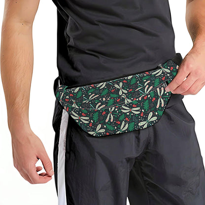 Christmas Floral Dragonfly Pattern Print Fanny Pack