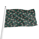 Christmas Floral Dragonfly Pattern Print Flag