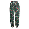Christmas Floral Dragonfly Pattern Print Fleece Lined Knit Pants