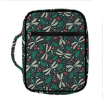 Christmas Floral Dragonfly Pattern Print Front Pocket Bible Bag