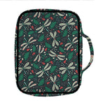 Christmas Floral Dragonfly Pattern Print Front Pocket Bible Bag