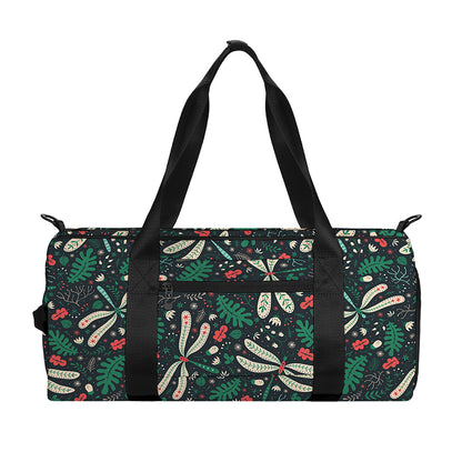 Christmas Floral Dragonfly Pattern Print Gym Bag