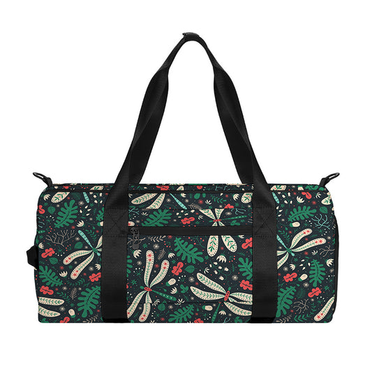 Christmas Floral Dragonfly Pattern Print Gym Bag