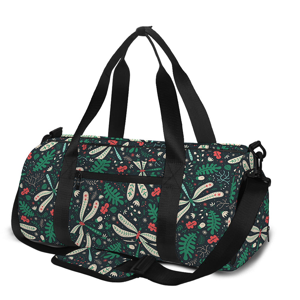 Christmas Floral Dragonfly Pattern Print Gym Bag