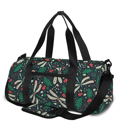 Christmas Floral Dragonfly Pattern Print Gym Bag