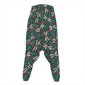 Christmas Floral Dragonfly Pattern Print Hammer Pants