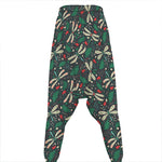 Christmas Floral Dragonfly Pattern Print Hammer Pants
