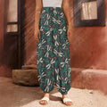 Christmas Floral Dragonfly Pattern Print Harem Pants