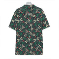 Christmas Floral Dragonfly Pattern Print Hawaiian Shirt
