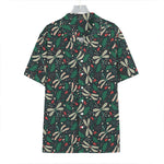 Christmas Floral Dragonfly Pattern Print Hawaiian Shirt