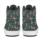 Christmas Floral Dragonfly Pattern Print High Top Leather Sneakers