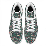 Christmas Floral Dragonfly Pattern Print High Top Leather Sneakers