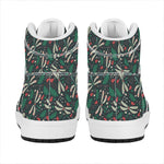 Christmas Floral Dragonfly Pattern Print High Top Leather Sneakers