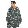 Christmas Floral Dragonfly Pattern Print Hoodie Blanket