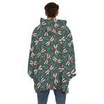 Christmas Floral Dragonfly Pattern Print Hoodie Blanket