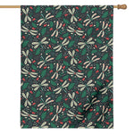Christmas Floral Dragonfly Pattern Print House Flag