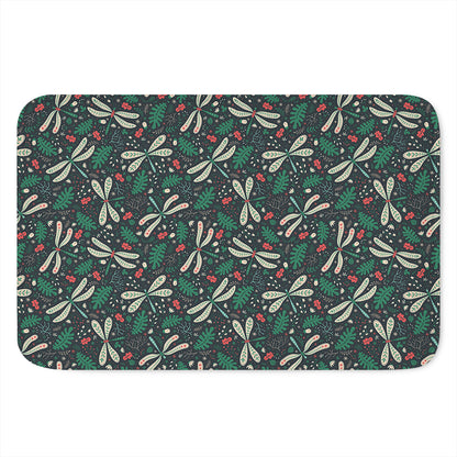Christmas Floral Dragonfly Pattern Print Indoor Door Mat