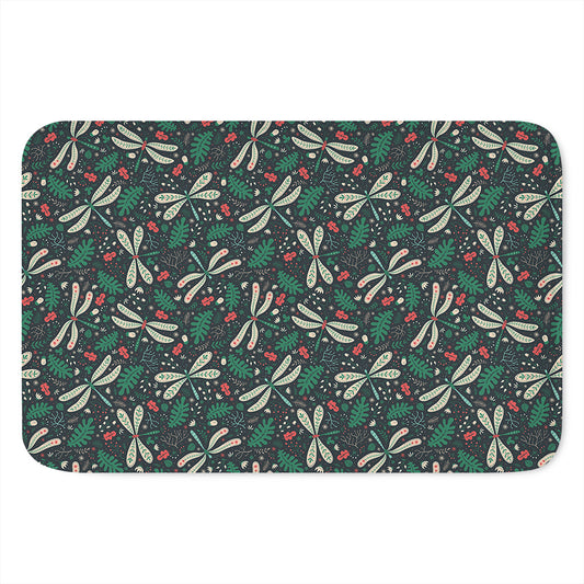 Christmas Floral Dragonfly Pattern Print Indoor Door Mat