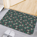 Christmas Floral Dragonfly Pattern Print Indoor Door Mat