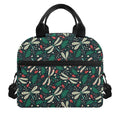 Christmas Floral Dragonfly Pattern Print Insulated Lunch Bag