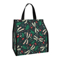 Christmas Floral Dragonfly Pattern Print Insulated Lunch Tote