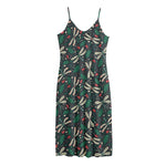 Christmas Floral Dragonfly Pattern Print Jersey Midi Cami Dress