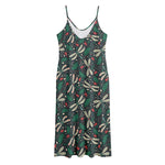 Christmas Floral Dragonfly Pattern Print Jersey Midi Cami Dress