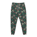 Christmas Floral Dragonfly Pattern Print Jogger Pants