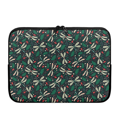Christmas Floral Dragonfly Pattern Print Laptop Sleeve