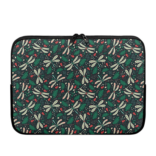 Christmas Floral Dragonfly Pattern Print Laptop Sleeve