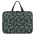 Christmas Floral Dragonfly Pattern Print Laptop Sleeve With Handle
