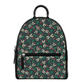 Christmas Floral Dragonfly Pattern Print Leather Backpack