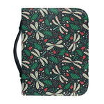 Christmas Floral Dragonfly Pattern Print Leather Bible Cover