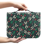 Christmas Floral Dragonfly Pattern Print Leather Bible Cover