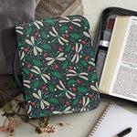 Christmas Floral Dragonfly Pattern Print Leather Bible Cover
