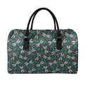 Christmas Floral Dragonfly Pattern Print Leather Duffel Bag