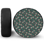 Christmas Floral Dragonfly Pattern Print Leather Spare Tire Cover